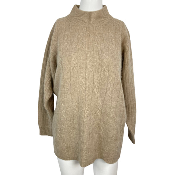 Petite Sophisticate Sweater Womens Sz P Tan Beige Angora Wool Pull Over - Picture 1 of 8